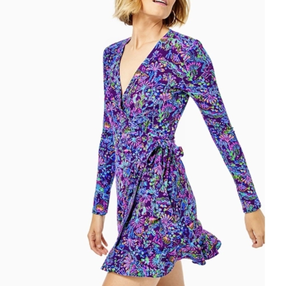 Lilly Pulitzer Rilla Wrap Romper Dress Skort Purple Berry Colony Conga Size XXS